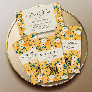 Carte De Visite Code QR de maquilleur de salon de coiffure Fleurs