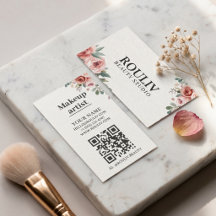 Code QR de maquilleuse à l'aquarelle florale