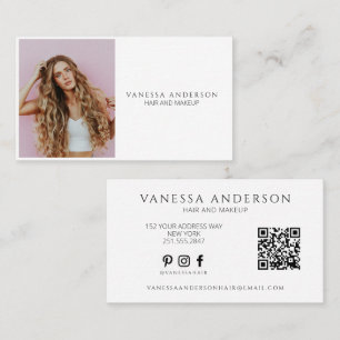 Carte De Visite Code QR de maquilleuse moderne coiffeuse