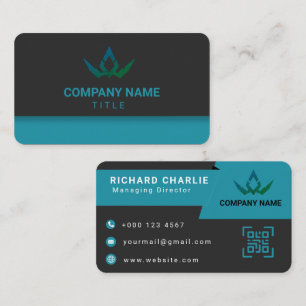 Carte De Visite Code QR de marketing numérique sarcelle et noir mo