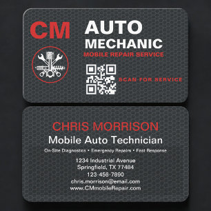 Carte De Visite Code QR de mécanicien automobile mobile