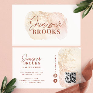 Carte De Visite Code QR de médias sociaux à paillettes rose poussi