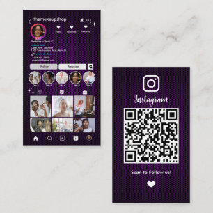Carte De Visite Code QR de médias sociaux en nid d'abeille violet 