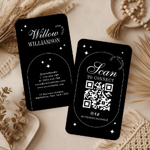Carte De Visite Code QR de médias sociaux Logo de script vintage t