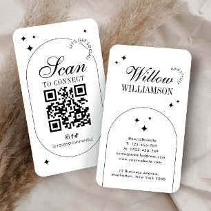 Carte De Visite Code QR de médias sociaux Logo de script vintage t