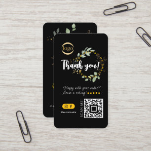 Carte De Visite Code QR de médias sociaux Logo Merci Noir
