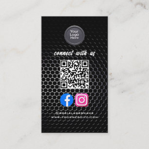 Carte De Visite Code QR de médias sociaux Moderne Pro Minimaliste