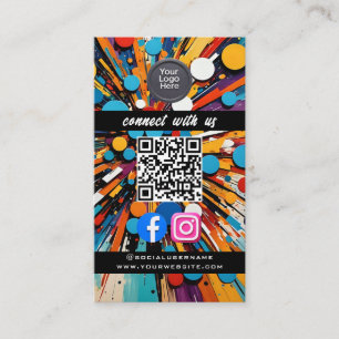 Carte De Visite Code QR de médias sociaux Moderne Pro Minimaliste 