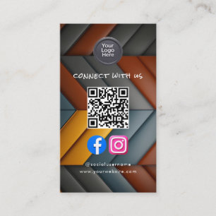 Carte De Visite Code QR de médias sociaux Moderne Pro Minimaliste