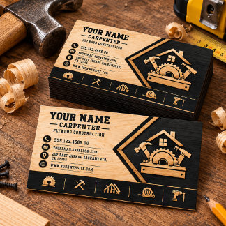 Carte De Visite Code QR de menuisier moderne en bois