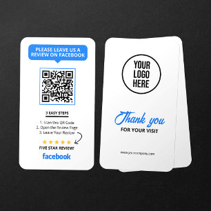 Carte De Visite Code QR de notation 5 étoiles pour les avis Facebo