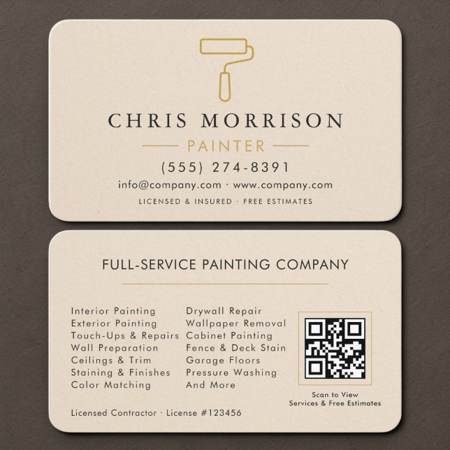 Carte De Visite Code QR de peintre en bâtiment (Créateur téléchargé)