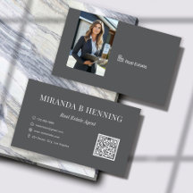 Code QR de photo d'agent immobilier gris foncé