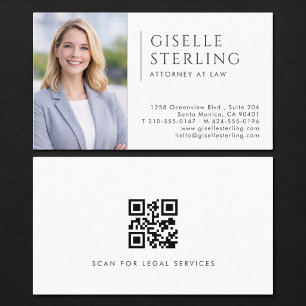 Carte De Visite Code QR de photo d'avocat