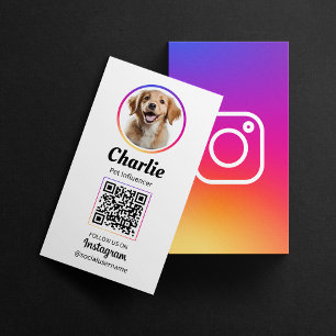 Carte De Visite Code QR de photo de chien Instagram pour réseau so