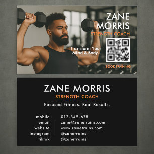 Carte De Visite Code QR de photo de l'entraîneur de force