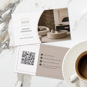 Carte De Visite Code QR de photo de propriété de courtier de luxe