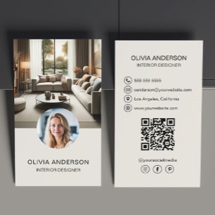 Carte De Visite Code QR de photo personnalisée Média social Profes