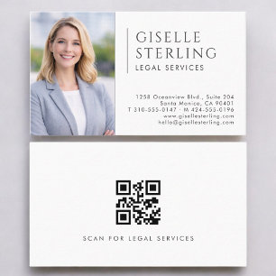 Carte De Visite Code QR de photo pour services juridiques