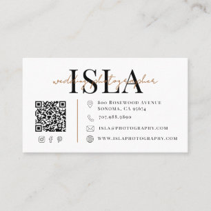 Carte De Visite Code QR de photographe de mariage moderne