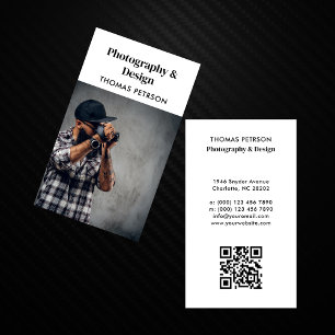 Carte De Visite Code QR de photographe moderne et professionnel