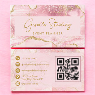 Carte De Visite Code QR de planificateur d'événement en Agate Rose