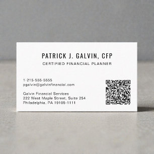 Carte De Visite Code QR de planificateur financier certifié CFP