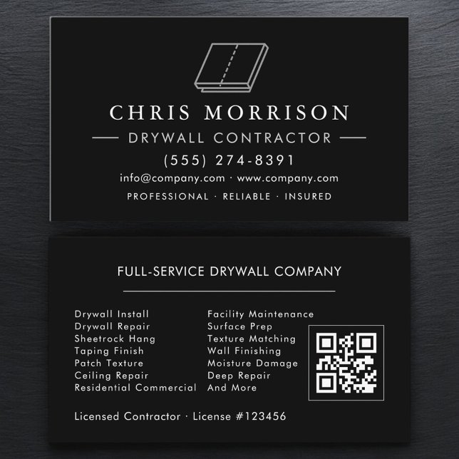 Carte De Visite Code QR de plaque de plâtre professionnel (Créateur téléchargé)