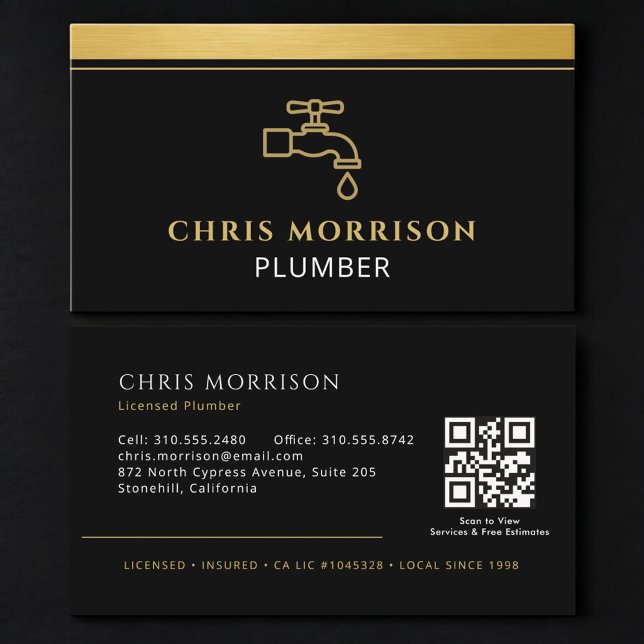 Carte De Visite Code QR de plomberie moderne (Créateur téléchargé)