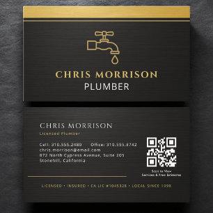 Carte De Visite Code QR de plombier moderne