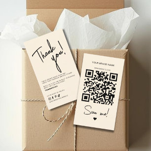 Carte De Visite Code QR de remerciement de commande moderne beige