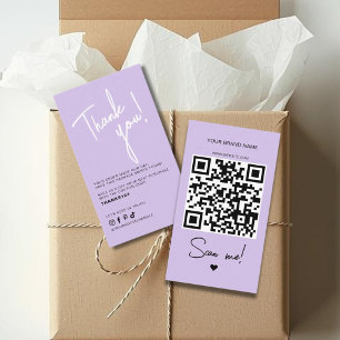 Carte De Visite Code QR de remerciement de commande moderne violet