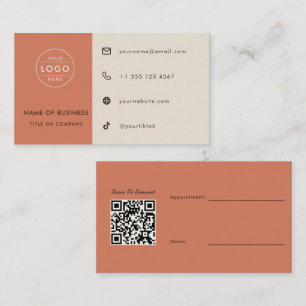 Carte De Visite Code QR de rendez-vous photographe boho terracotta