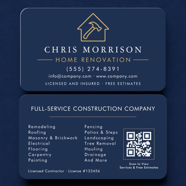 Carte De Visite Code QR de rénovation de maison Professionnel (Créateur téléchargé)