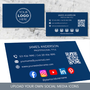 Carte De Visite Code QR de réseaux sociaux pour logo professionnel