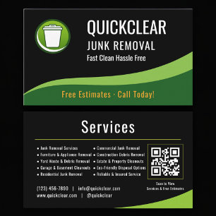 Carte De Visite Code QR de retrait de déchets professionnel