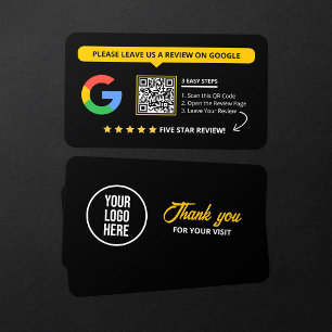 Carte De Visite Code QR de révision d'entreprise Black Google Avis