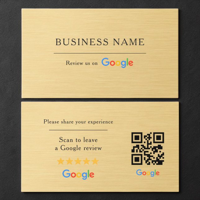 Carte De Visite Code QR de révision Google Faux Métal Doré (Créateur téléchargé)