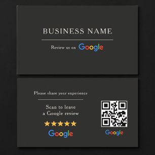 Carte De Visite Code QR de révision Google noir