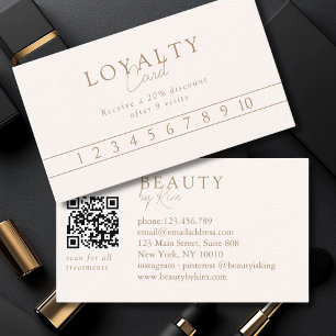 Carte De Visite Code QR de salon élégant minimal beige et marron