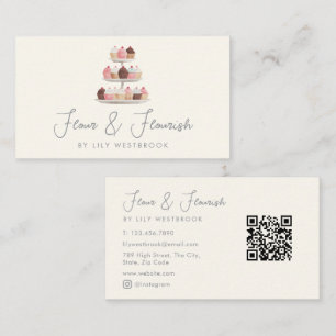 Carte De Visite Code QR de script de gâteaux de Cupcakes de boulan