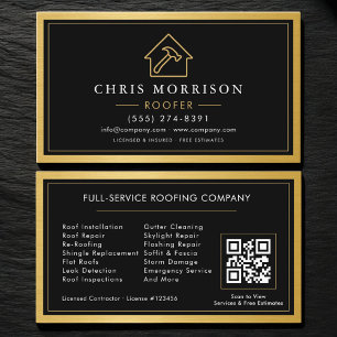 Carte De Visite Code QR de service de toiture professionnel