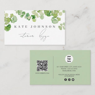 Carte De Visite Code QR de signature de vert médias sociaux
