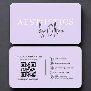 Carte De Visite Code QR de soins de beauté Esthéticienne Violet