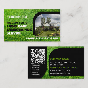 Carte De Visite Code QR de soins de pelouse aménagement paysager t