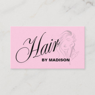Carte De Visite Code QR de styliste capillaire rose