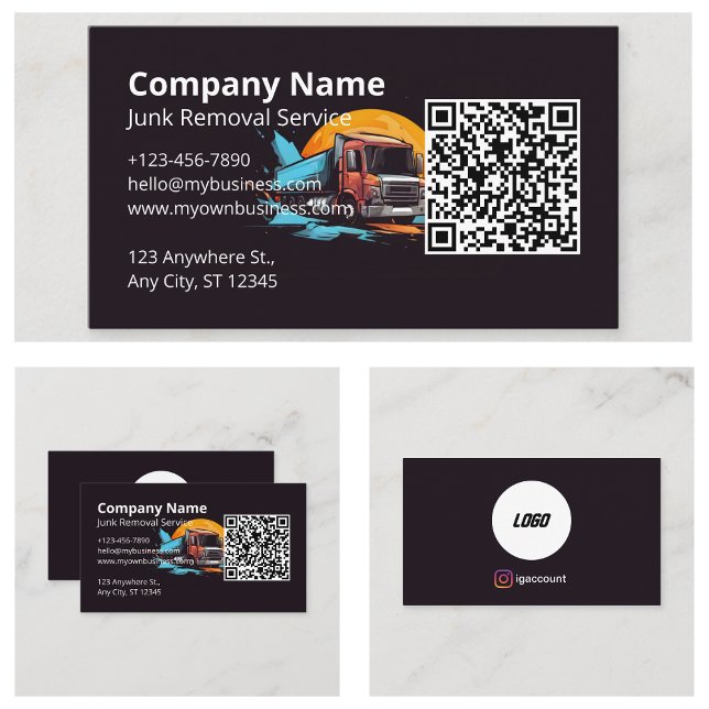 Carte De Visite Code QR de suppression de logo moderne (Modern Logo Junk Removal QR Code Business Card
)