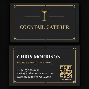 Carte De Visite Code QR de traiteur de cocktails professionnel