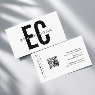 Carte De Visite Code QR de typographie minimaliste élégante modern