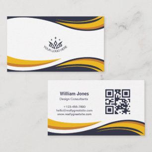 Carte De Visite Code QR de vagues d'entreprise élégant avec logo p